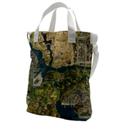 Map Illustration Gta Canvas Messenger Bag by B30l