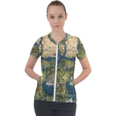 Map Illustration Gta Short Sleeve Zip Up Jacket by B30l