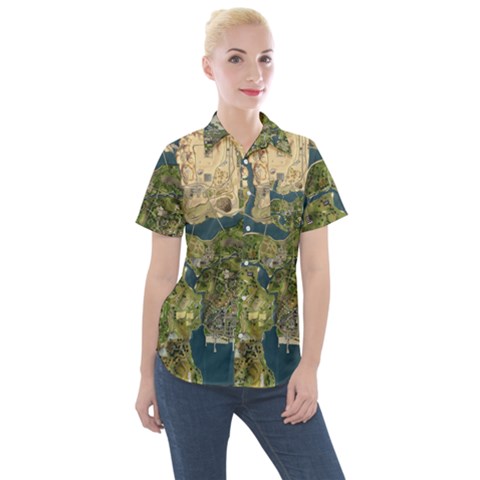 Map Illustration Gta Women s Short Sleeve Pocket Shirt by B30l