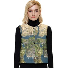 Map Illustration Gta Women s Short Button Up Puffer Vest