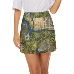 Map Illustration Gta Mini Front Wrap Skirt