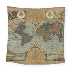 Vintage World Map Travel Geography Square Tapestry (large)