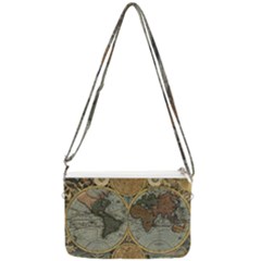 Vintage World Map Travel Geography Double Gusset Crossbody Bag by B30l