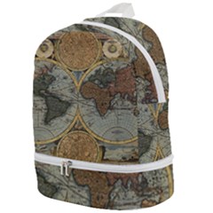 Vintage World Map Travel Geography Zip Bottom Backpack by B30l