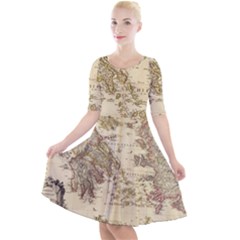 Map Of Greece Archipelago Quarter Sleeve A-line Dress by B30l