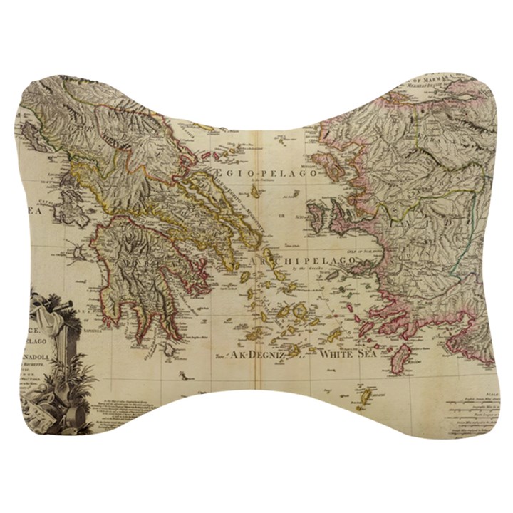 Map Of Greece Archipelago Velour Seat Head Rest Cushion