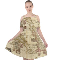 Map Of Greece Archipelago Cut Out Shoulders Chiffon Dress by B30l