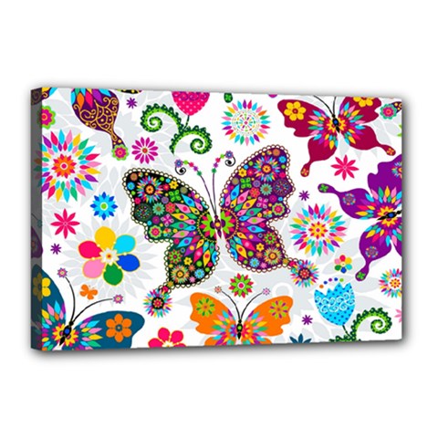 Butterflies Abstract Colorful Floral Flowers Vector Canvas 18  X 12  (stretched) by B30l