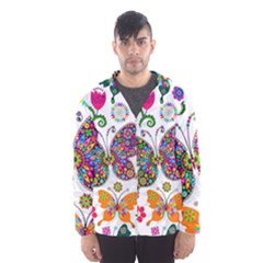 Butterflies Abstract Colorful Floral Flowers Vector Men s Hooded Windbreaker