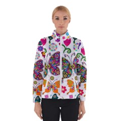 Butterflies Abstract Colorful Floral Flowers Vector Women s Bomber Jacket