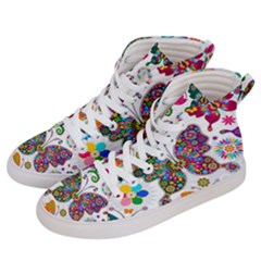 Butterflies Abstract Colorful Floral Flowers Vector Women s Hi-top Skate Sneakers by B30l