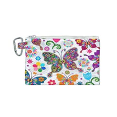 Butterflies Abstract Colorful Floral Flowers Vector Canvas Cosmetic Bag (small) by B30l