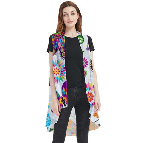 Butterflies Abstract Colorful Floral Flowers Vector Sleeveless Chiffon Waistcoat Shirt by B30l