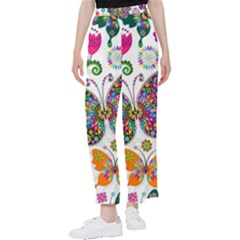 Butterflies Abstract Colorful Floral Flowers Vector Women s Pants  by B30l