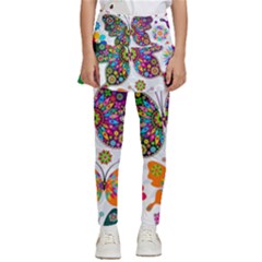 Butterflies Abstract Colorful Floral Flowers Vector Kids  Skirted Pants by B30l