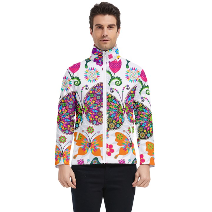 Butterflies Abstract Colorful Floral Flowers Vector Men s Bomber Jacket