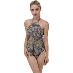 Iceland Cartography Map Renaissance Go With The Flow One Piece Swimsuit