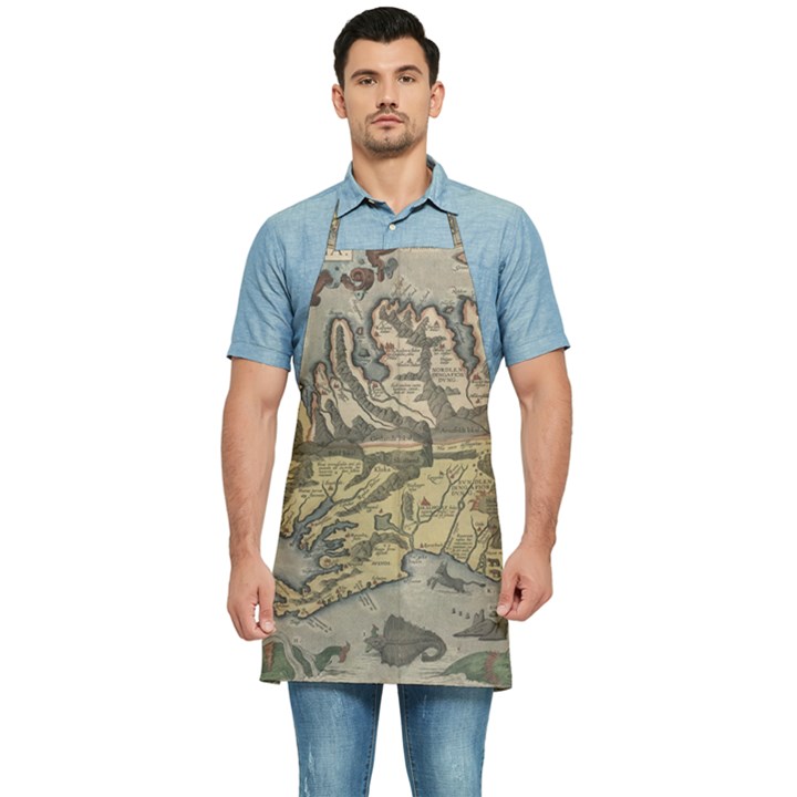 Iceland Cartography Map Renaissance Kitchen Apron