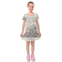 Mountain View Mountain Top Infographics Map Kids  Short Sleeve Velvet Dress