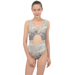 Mountain View Mountain Top Infographics Map Center Cut Out Swimsuit by B30l