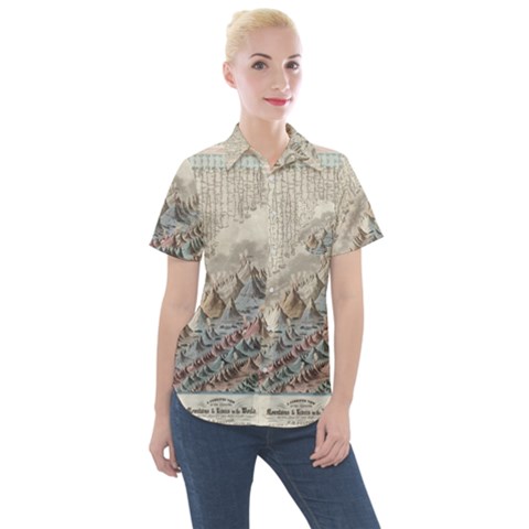 Mountain View Mountain Top Infographics Map Women s Short Sleeve Pocket Shirt by B30l