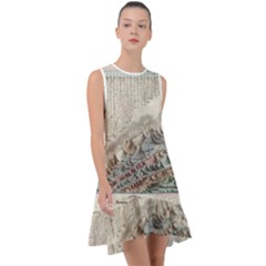 Mountain View Mountain Top Infographics Map Frill Swing Dress by B30l