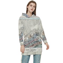 Mountain View Mountain Top Infographics Map Women s Long Oversized Pullover Hoodie