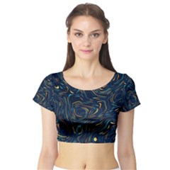 Colorful Abstract Pattern Creative Colorful Line Linear Background Short Sleeve Crop Top by B30l