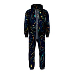 Colorful Abstract Pattern Creative Colorful Line Linear Background Hooded Jumpsuit (kids)