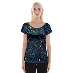 Colorful Abstract Pattern Creative Colorful Line Linear Background Cap Sleeve Top by B30l