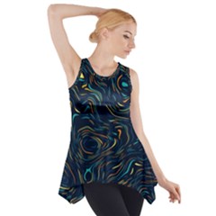 Colorful Abstract Pattern Creative Colorful Line Linear Background Side Drop Tank Tunic by B30l