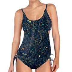 Colorful Abstract Pattern Creative Colorful Line Linear Background Tankini Set by B30l