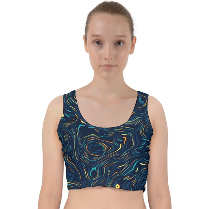 Colorful Abstract Pattern Creative Colorful Line Linear Background Velvet Racer Back Crop Top