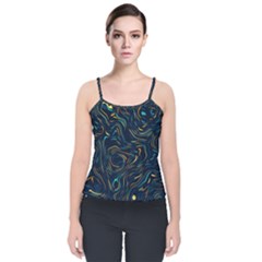 Colorful Abstract Pattern Creative Colorful Line Linear Background Velvet Spaghetti Strap Top by B30l