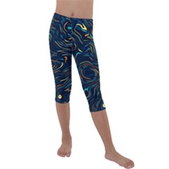 Colorful Abstract Pattern Creative Colorful Line Linear Background Kids  Lightweight Velour Capri Leggings  by B30l