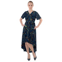 Colorful Abstract Pattern Creative Colorful Line Linear Background Front Wrap High Low Dress by B30l