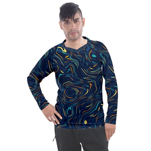 Colorful Abstract Pattern Creative Colorful Line Linear Background Men s Pique Long Sleeve Tee by B30l