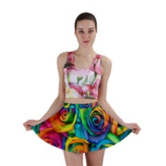 Colorful Roses Bouquet Rainbow Mini Skirt by B30l