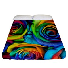 Colorful Roses Bouquet Rainbow Fitted Sheet (california King Size) by B30l