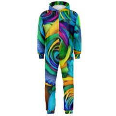 Colorful Roses Bouquet Rainbow Hooded Jumpsuit (men)