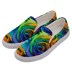 Colorful Roses Bouquet Rainbow Men s Canvas Slip Ons by B30l