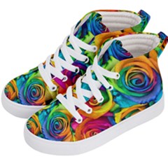 Colorful Roses Bouquet Rainbow Kids  Hi-top Skate Sneakers by B30l