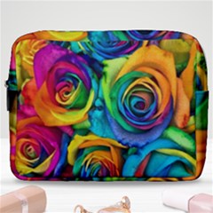 Colorful Roses Bouquet Rainbow Make Up Pouch (large) by B30l