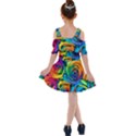 Colorful Roses Bouquet Rainbow Kids  Shoulder Cutout Chiffon Dress View2