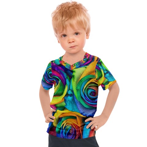 Colorful Roses Bouquet Rainbow Kids  Sports Tee by B30l