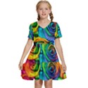 Colorful Roses Bouquet Rainbow Kids  Short Sleeve Tiered Mini Dress View1