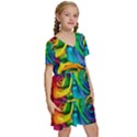 Colorful Roses Bouquet Rainbow Kids  Short Sleeve Tiered Mini Dress View3