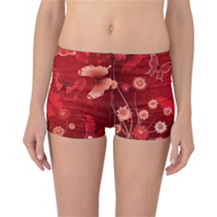 Four Red Butterflies With Flower Illustration Butterfly Flowers Reversible Boyleg Bikini Bottoms