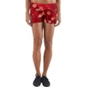 Four Red Butterflies With Flower Illustration Butterfly Flowers Yoga Shorts View1