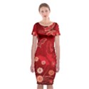 Four Red Butterflies With Flower Illustration Butterfly Flowers Classic Short Sleeve Midi Dress View1